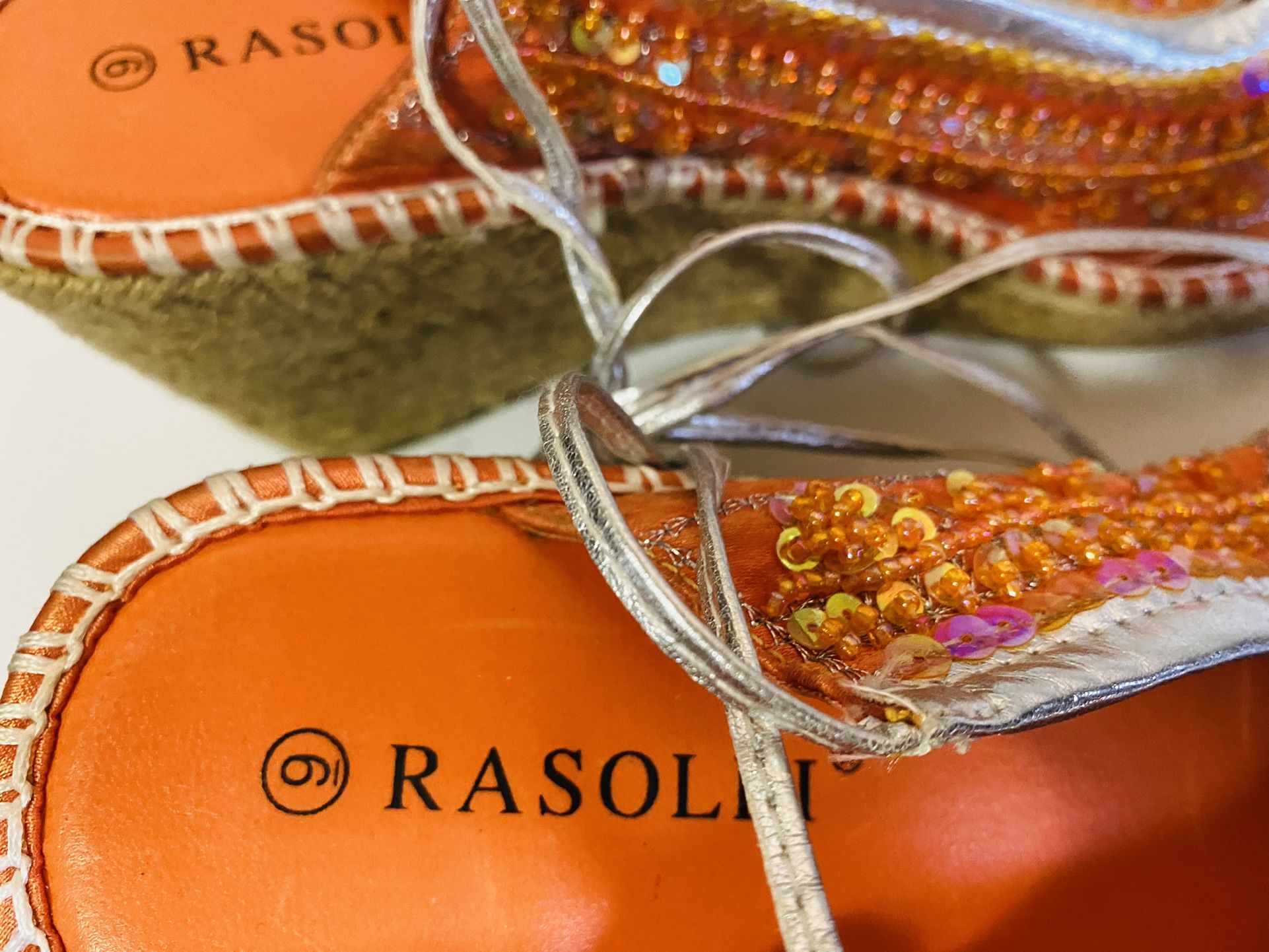 Rosali Orange wedge Heels Size 9