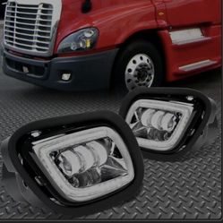 Fog Lights Lamp Chrome w/LED Halo Ring For Freightliner Cascadia 08-17 Driver  side