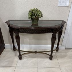 Glass and Wood End Table