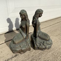 Vintage Bronze Mermaid Bookends SPI