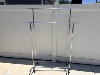 Double clothes garment rack on wheels