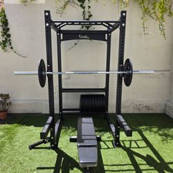 New Vesta Pr3000 Squat Rack | 230lbs Bumper plates | Adjustable Bench | Barbell | Plus Attachments Seen | FREE DELIVERY 🚚