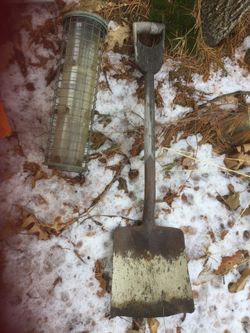 Old wooden handled shovel