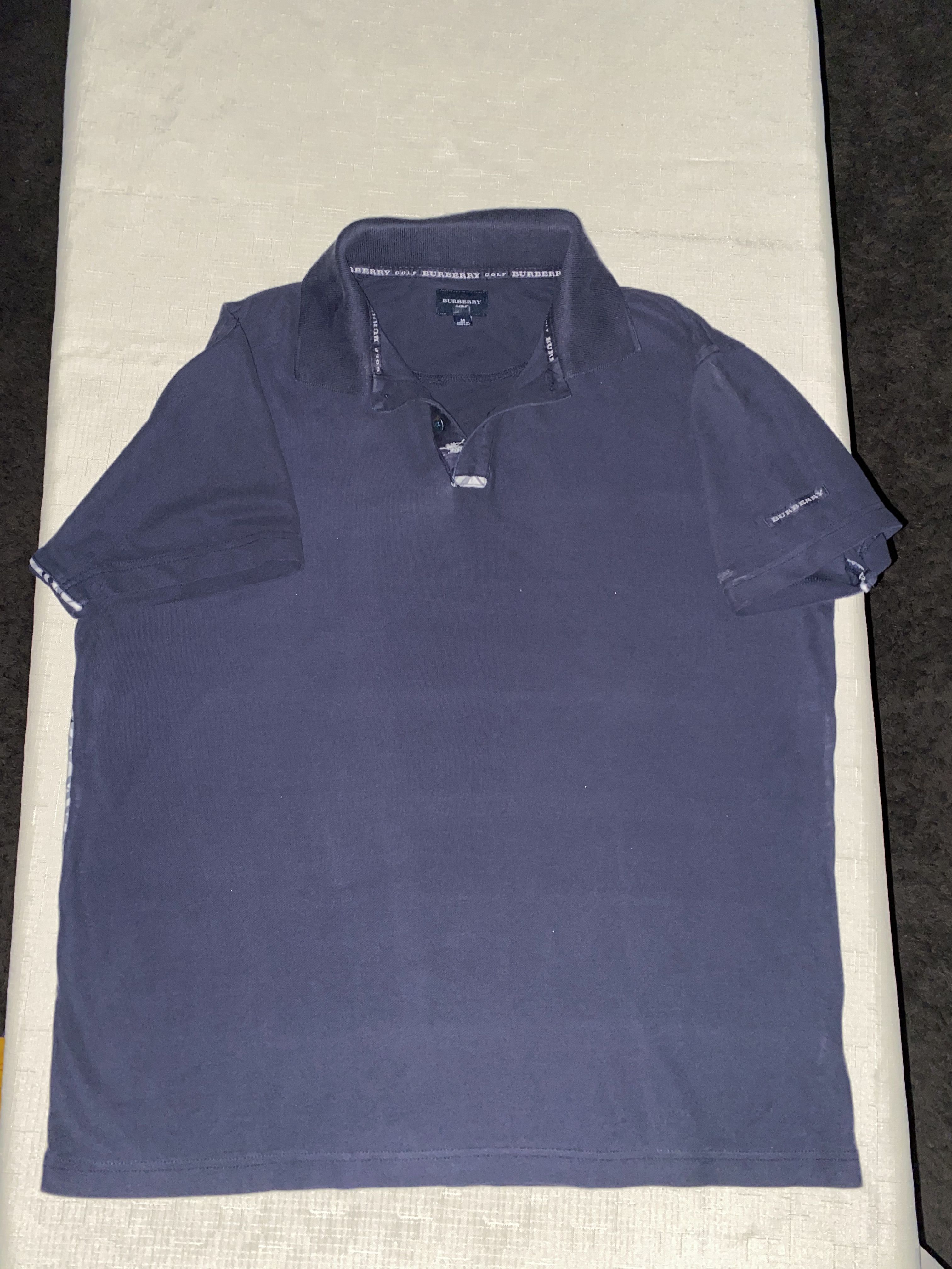 men's burberry golf polo shirt navy blue size medium
