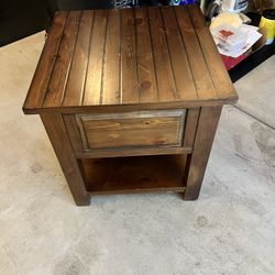 Espresso Rectangle Wood End Table with Drawer, Shelf, Solid Narrow, Side Table