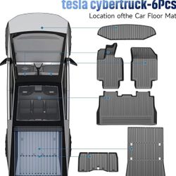 Floor Mats for Tesla Cybertruck- 2023 2024 2025 Custom Fit All Weather TPE Cargo Liner Cargo Trunk Accessories（Tesla Cybertruck Full Floor Mat Kit Set