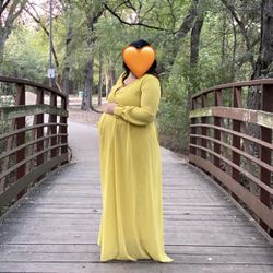 Yellow Maternity Dress (PinkBlush, Worn Twice, Size XL)
