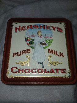 Vintage 1992 Hershey's Pure Milk Chocolate Collectors Tin Square Metal Great Condition