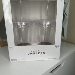 Clear 16oz Tumblers w/ Lids & Straws – 2 Pack (Great for DIY/Vinyl) 