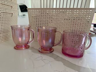 Pink glass tea cups