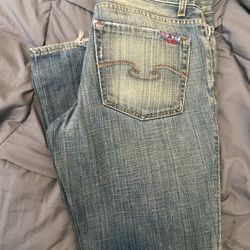     vintage style flared denim jeans