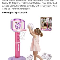 Joyin New Pink Adjustable Toddler, Basketball Hoop W Pump