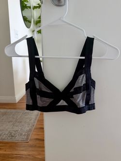 h&m black & grey caged bralette size medium, gently worn