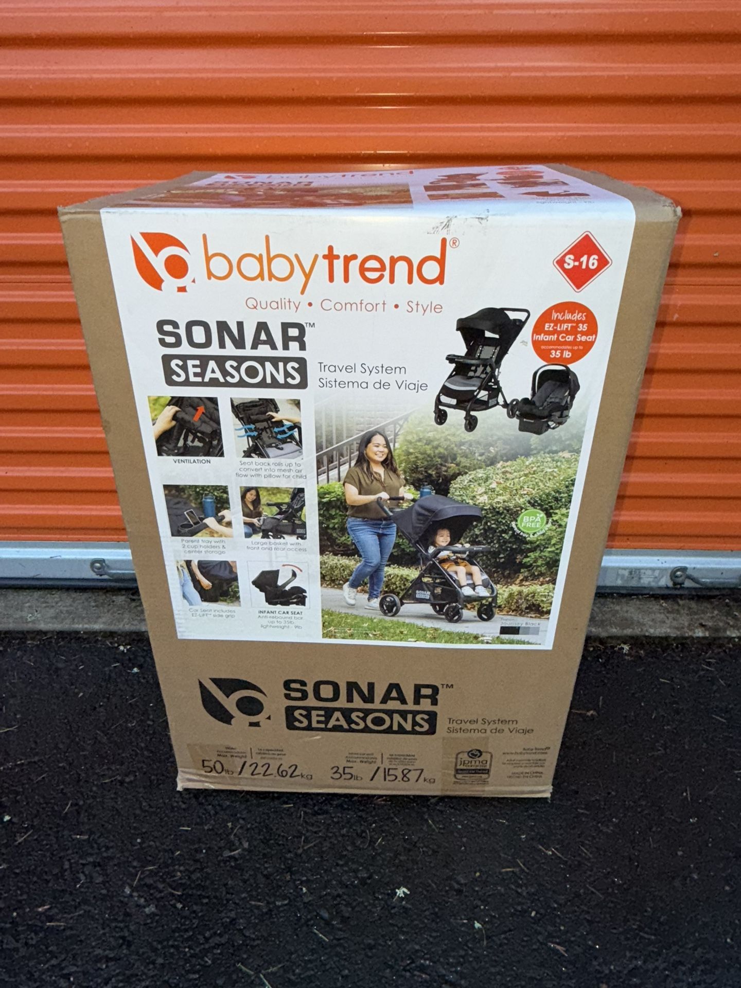 Baby Trend Sonar Seasons Travel System with EZ-Lift™ 35 Infant Car Seat - Journey Black - Black