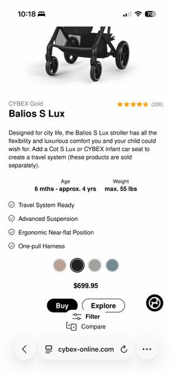 Cybex Gold Balios S Lux Stroller - New in Box Never Used