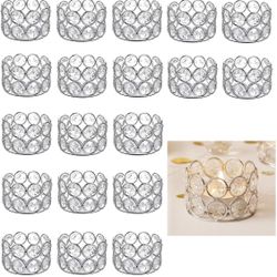 Silver Crystal Tealight Candle Holder, Used for Wedding Family Party Center Decoration, 20 Pieces Small Tea Light Candle Holders for Dining Table Cent