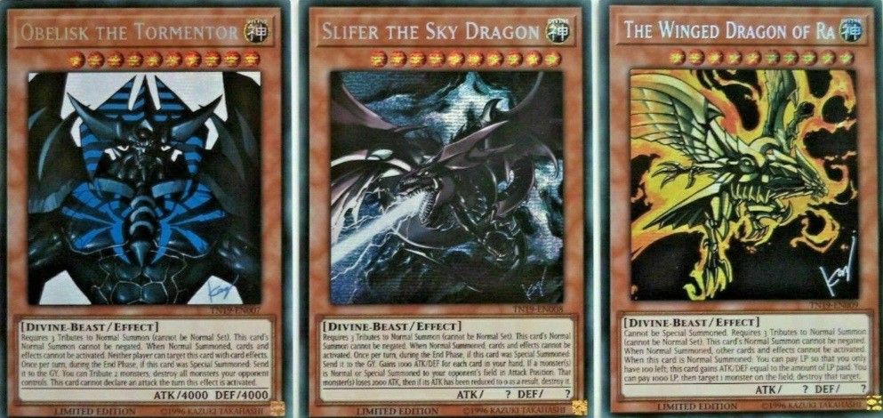 Yu-Gi-Oh! Egyptian God Cards Set - Slifer The Sky Dragon & Obelisk The Tormentor - Secret Rare