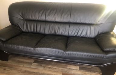 Leather Sofa With A Solid Wood Frame