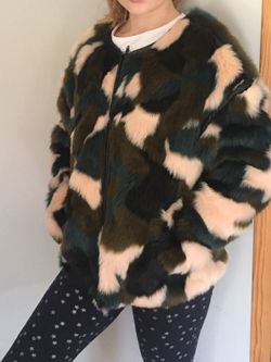 Catimini Camouflage faux fur vest with leather / Brand new with Tags / Size 12