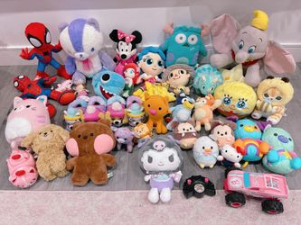 Giant lot of Disney + Marvel + Sanrio + Bluey toys plushies