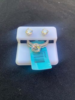 Sterling moissanite ring and earrings