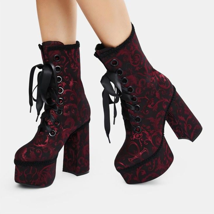 Brand new Dollskill Widow unfinished business brocade platform boots