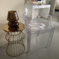 Side Table & Two Clear Chairs
