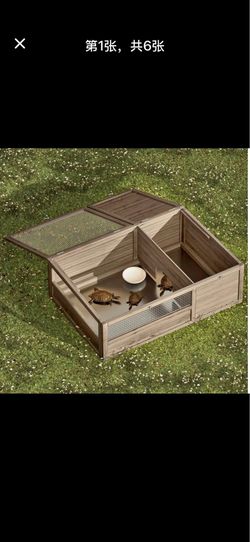 Wooden Tortoise Habitat House Indoor/Outdoor Enclosure, Home Small Animal Breeding Box Amphibians Enclosure Cage Reptile for Gecko Lizard Snake 37 x 2