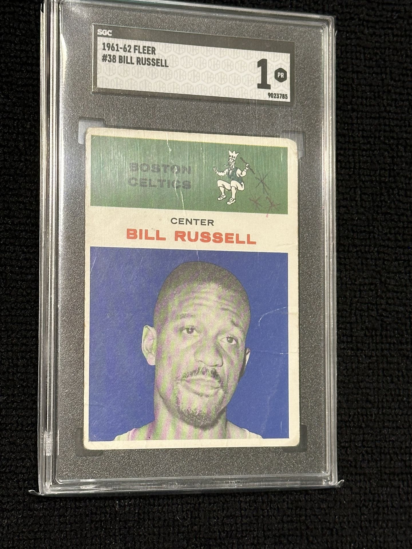 * 1961 Fleer #38 BILL RUSSEL Graded SGC 1 * Card has really Good Coloring, 5th Year Card, 11 Championships/11Rings- WOW!