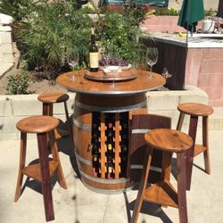 Wine Barrel Bistro Table Set. Custom Made