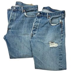 Levi's 501 Original Straight Leg Button Fly Jeans Lot Men 36x29 Blue Distressed