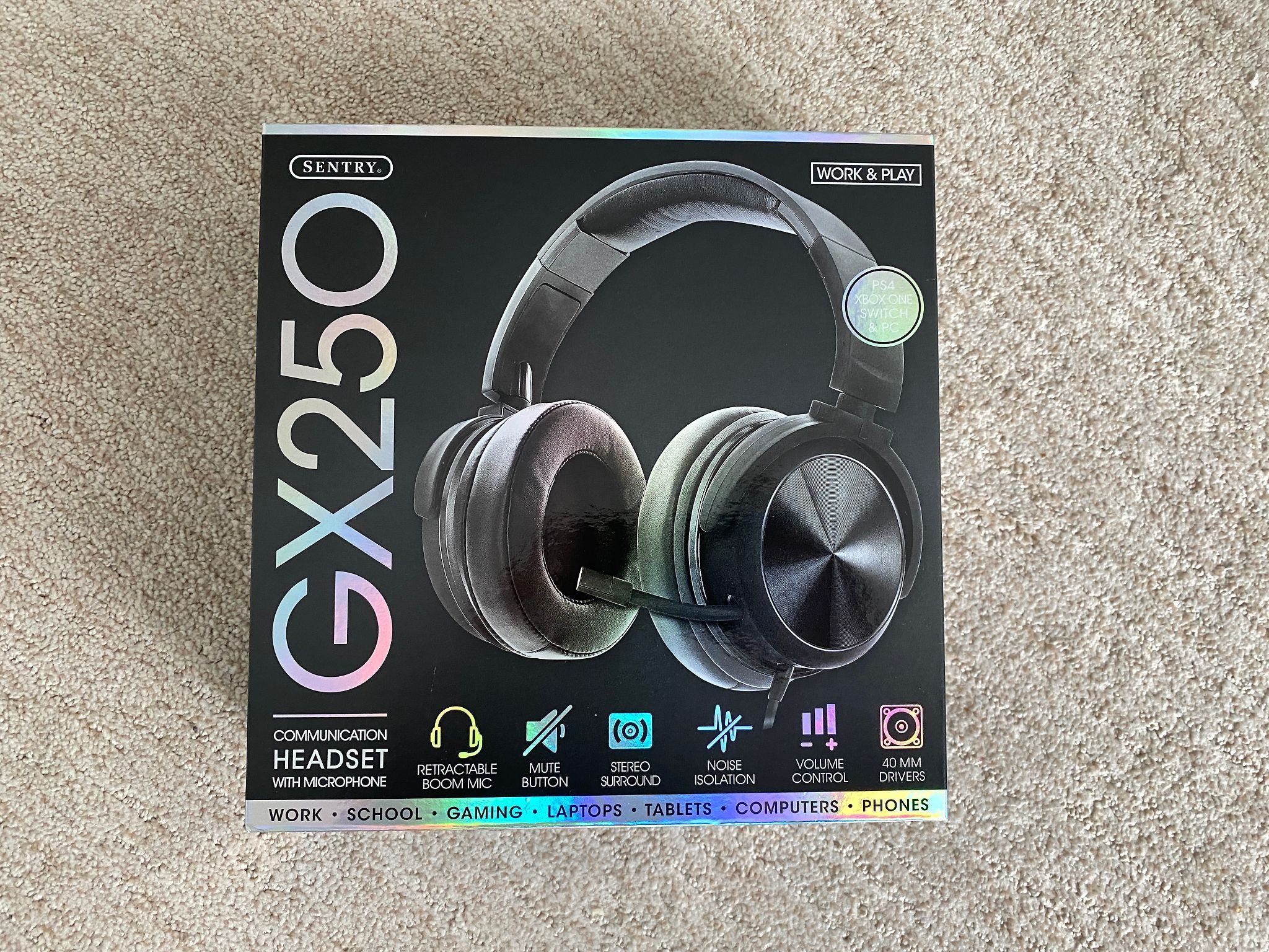 Sentry (GX250) Gaming headset with retractable microphone for PC/XBOX/PlayStation