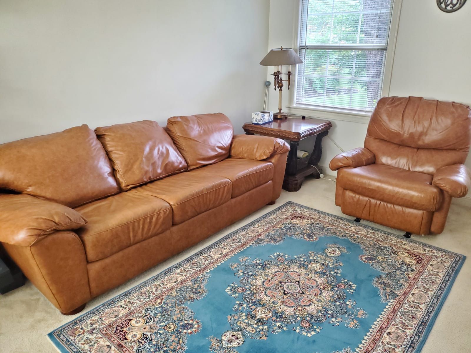 Real leather couch and recliner