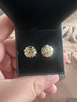 Gold nugget earrings