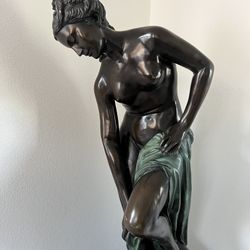 Rare Life Size Diana At Bath Bronze Sculpture 