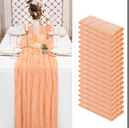 18 Pack Blush Cheesecloth Table Runner Gauze Table Runner 10FT Long Semi-Sheer Table Runner Boho Or Rustic Wedding Table Decor For Wedding Decor Arch 