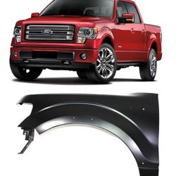 New Driver side Left Fender with molding holes for Ford F150 fits 2009 to 2014 Black Primed Ready to Paint