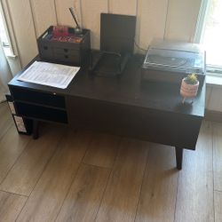 Side Table With Record Player And Record Holder