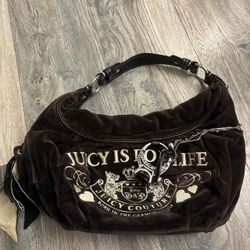 adorable y2k brown velvet “juicy is for life” shoulder bag（68）74