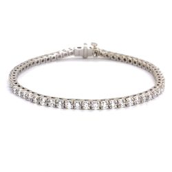 14K White Gold Natural Diamond Tennis Bracelet | Round 4.88 TCW, F-G VS1-VS2, 7.25 inch