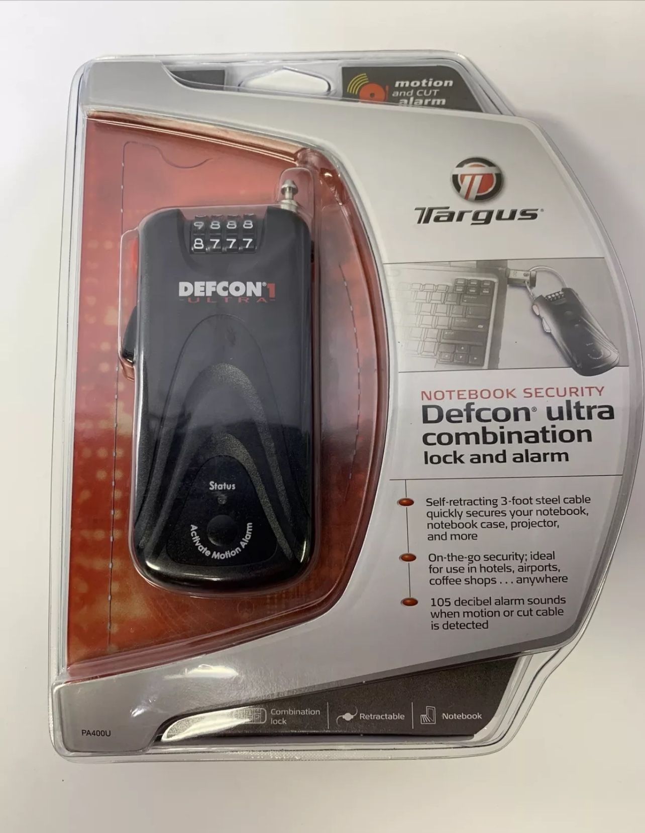 Targus Defcon 1 Ultra PA400U Black Notebook Computer Security System for Laptop