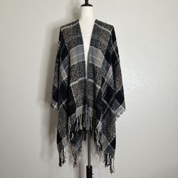 NWT Ganz Plaid Shawl Sweater, One Size