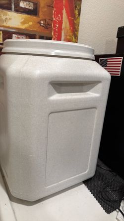 Large White Plastic Storage Container with Lid