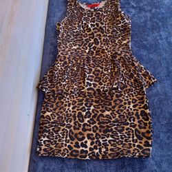 Hot Kiss Leopard Print Dress Stretchy Size Medium 