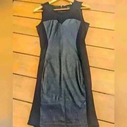H&amp;M Black half leather dress -  size Small 
