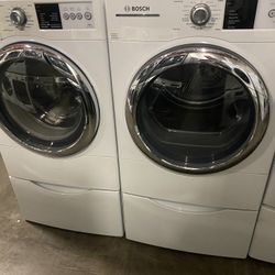 BOSCH XL CAPACITY WASHER and DRYER ELECTRIC SET with PEDESTALS