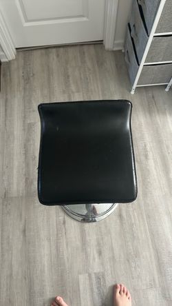 Black Faux Leather Stool with Chrome Base