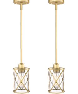 Osimar Gold Pendant Light Fixtures Clear Glass Adjustable Length 2 Pack