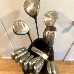 NICE Golf Clubs Set - NEW GRIPS! - 13 Clubs & Bag - 3 & 5 Woods & 3 Hybrid