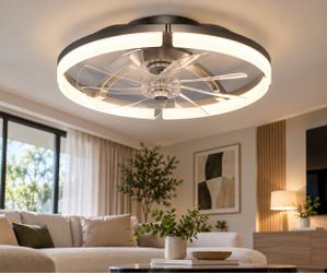 NEW Modern Low Profile 20" Ceiling Fan w/ LED Light – Remote & App – 6 Speeds